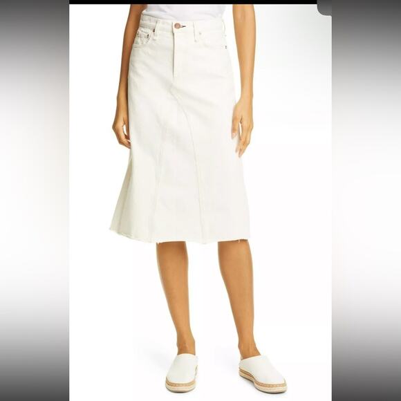 Rag & Bone High Rise A-Line Organic Cotton Midi Skirt - Picture 3 of 15